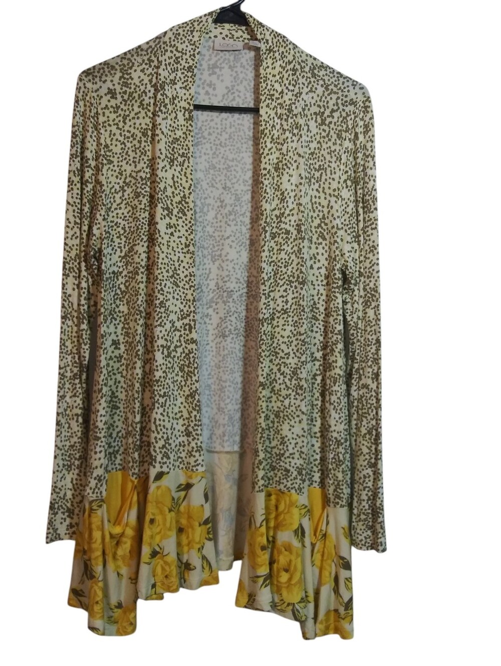 Logo By Lori Goldstein Lightweight Floral Hem Open Cardigan Pockets Size Small